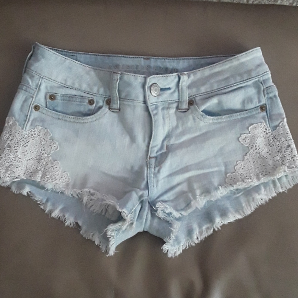 American Eagle Denim Shorts with Lace Detail